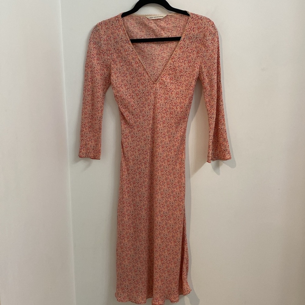 Diane Von Furstenberg DVF Vintage Early 2000’s Silk Print Midi Dress Pink Sz S - Picture 2 of 5